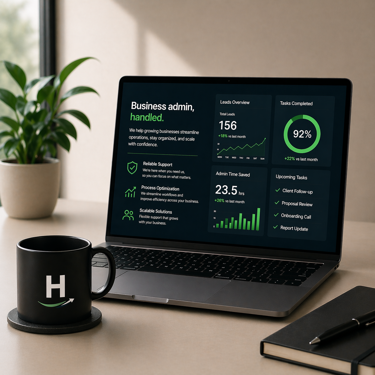 Handled Co. laptop workspace